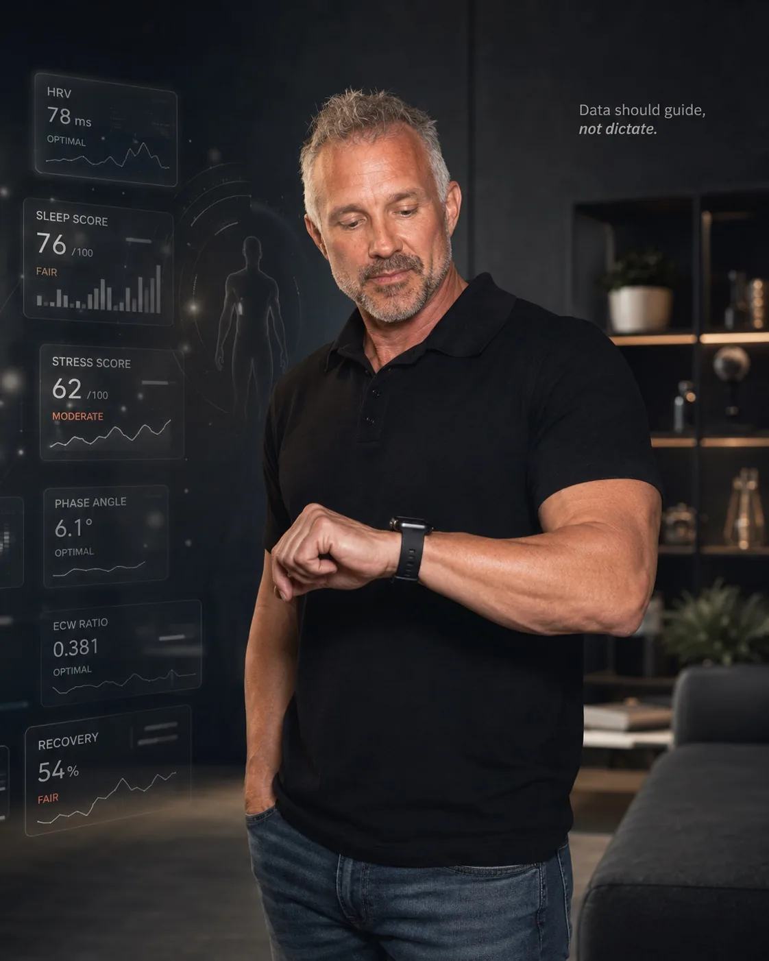 Man checking a wristwatch outdoors
